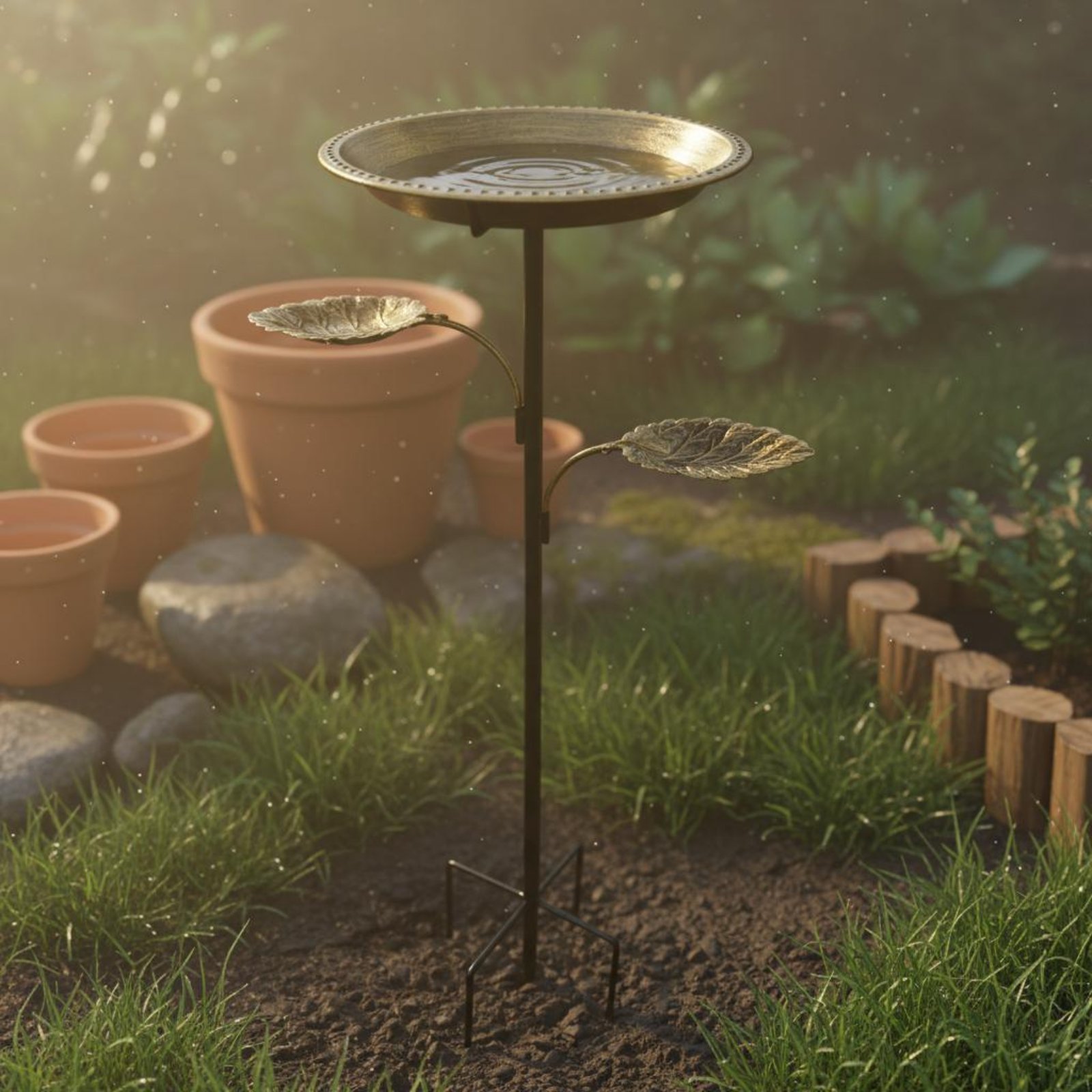 Garden Weather Station - Tempat Mandi Burung dari Besi Tempa,