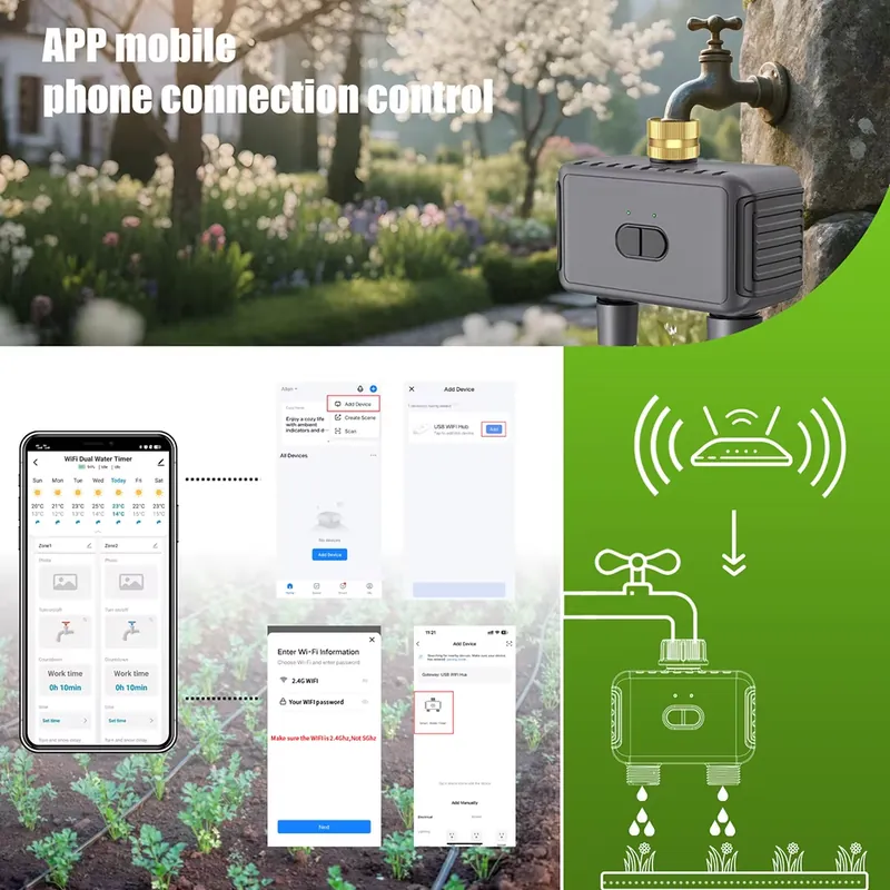 WAP01 WiFi APP Control Dual Ho - Smart Garden Irrigation System ulasan dan harga