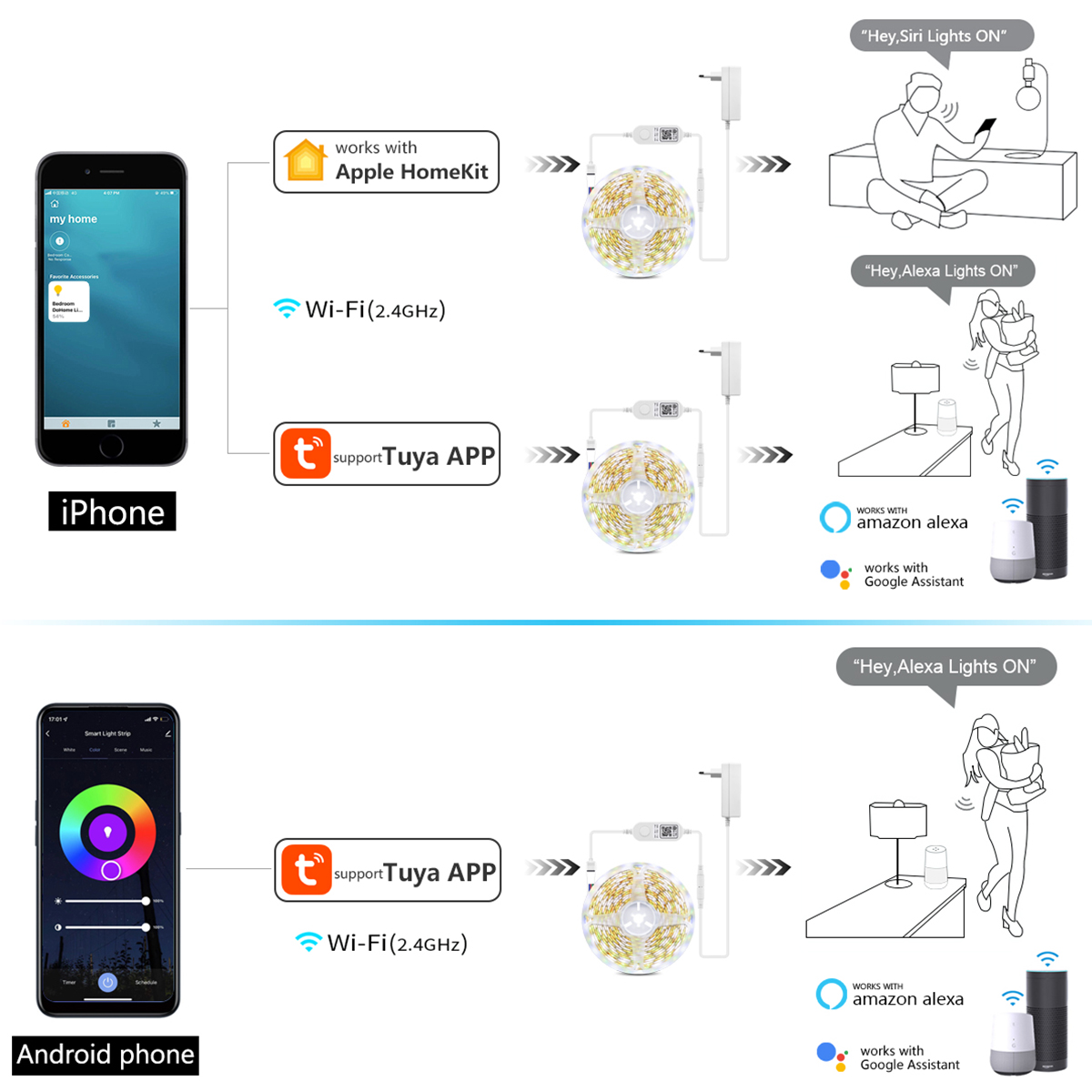 DC 12V WIFI RGBW RGBWW setrip  - Smart Garden Apple ulasan dan harga